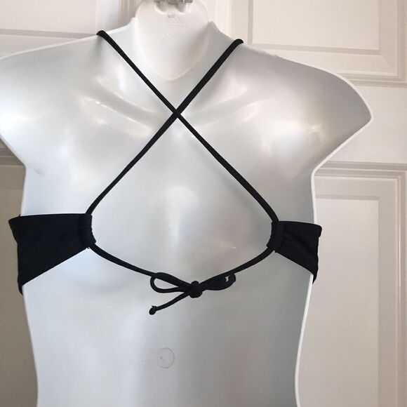 Xhilaration Crochet Halter Bikini Top Black Large - Picture 2 of 10